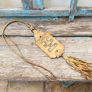 Calleen Cordero Tan Leather Fringe Crossbody Cellphone Bag